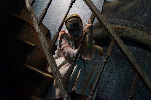 Scarey girl on staircase